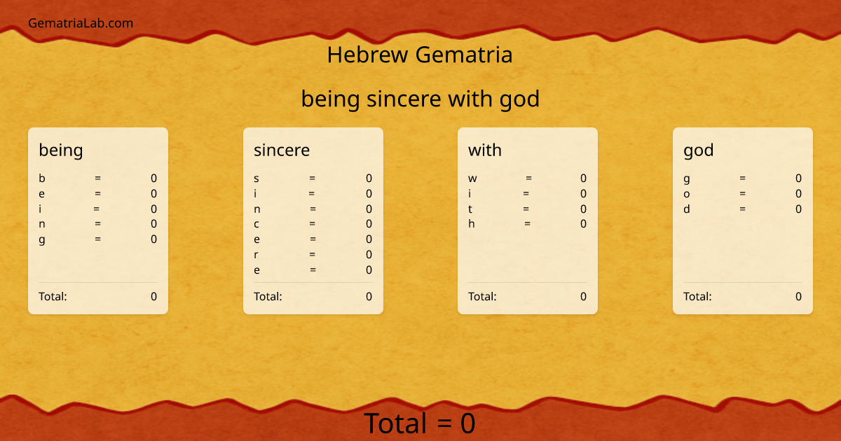 being sincere with god in hebrew Gematria